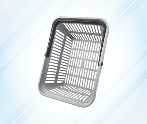 Plastic-handheld-shopping-basket-grey-folding-black-handle Plastic-handheld-shopping-basket-grey-folding-black-handle